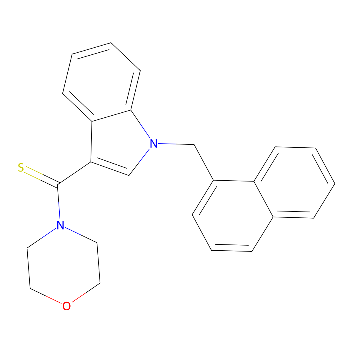 Morpholin-4-yl-[1-(naphthalen-1-ylmethyl)indol-3-yl]methanethione molecular structure, CAS 371125-47-2