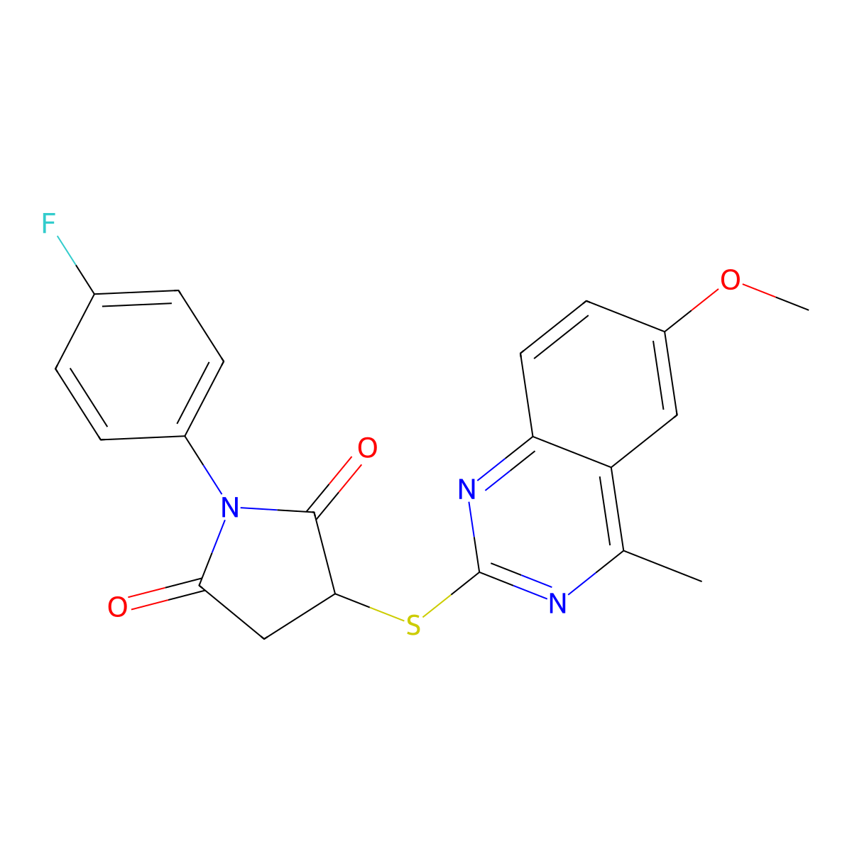 1-(4-Fluorophenyl)-3-[(6-methoxy-4-methylquinazolin-2-yl)sulfanyl]pyrrolidine-2,5-dione molecular structure, CAS 371125-58-5