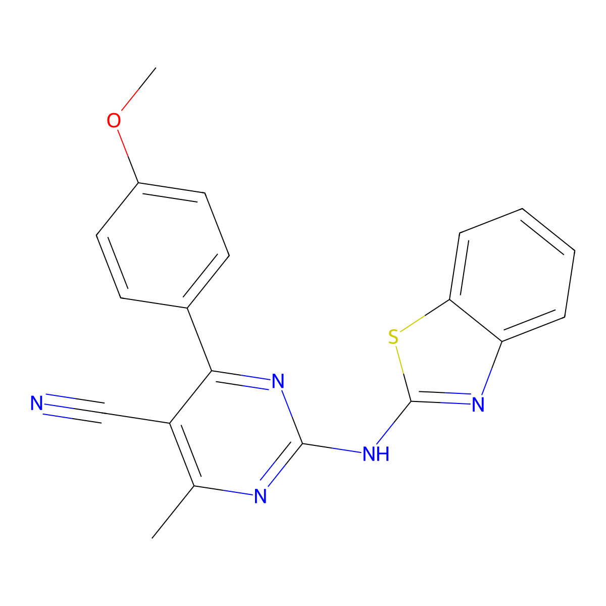 2-(1,3-Benzothiazol-2-ylamino)-4-(4-methoxyphenyl)-6-methylpyrimidine-5-carbonitrile molecular structure, CAS 371125-60-9