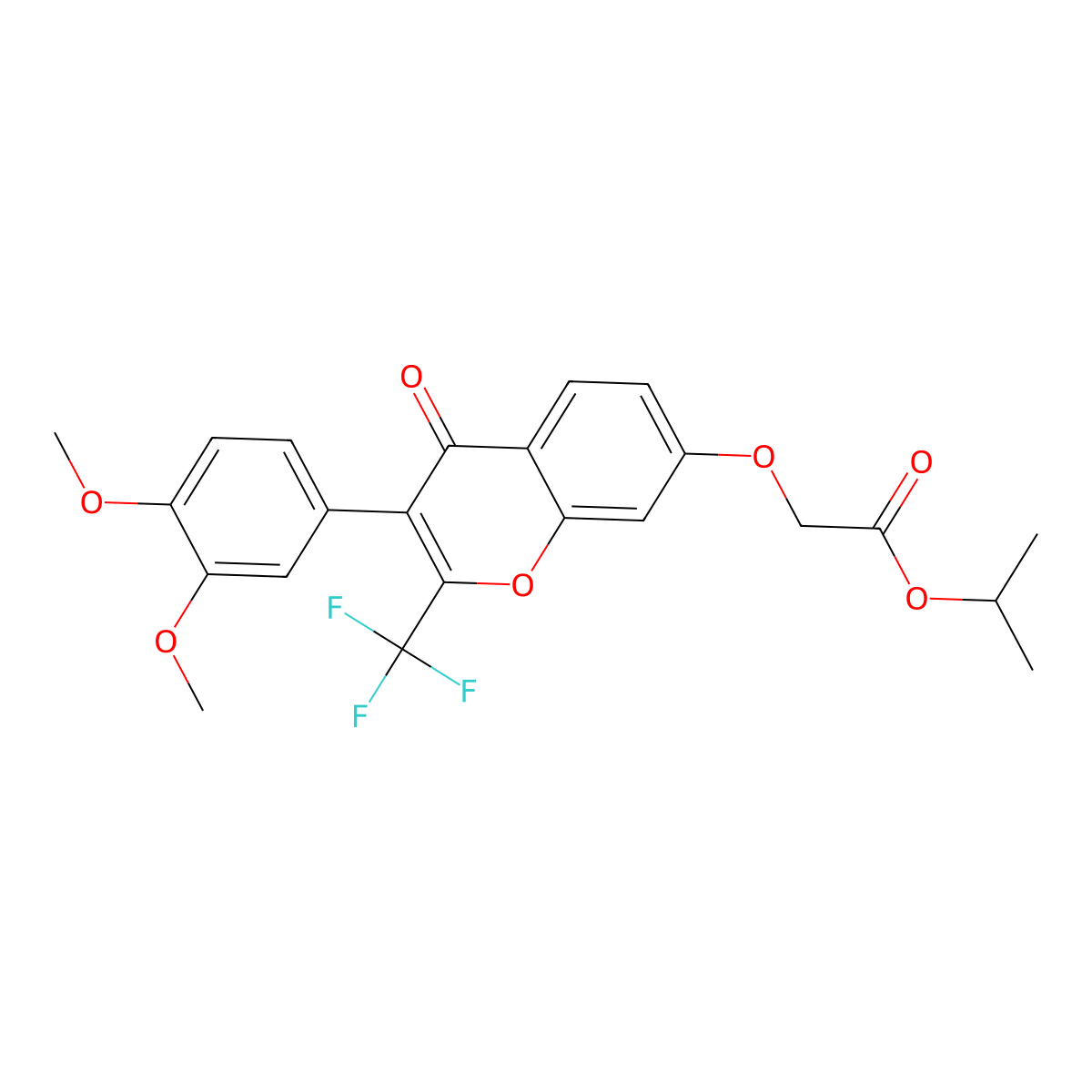 isopropyl 2-((3-(3,4-dimethoxyphenyl)-4-oxo-2-(trifluoromethyl)-4H-chromen-7-yl)oxy)acetate molecular structure, CAS 371125-62-1