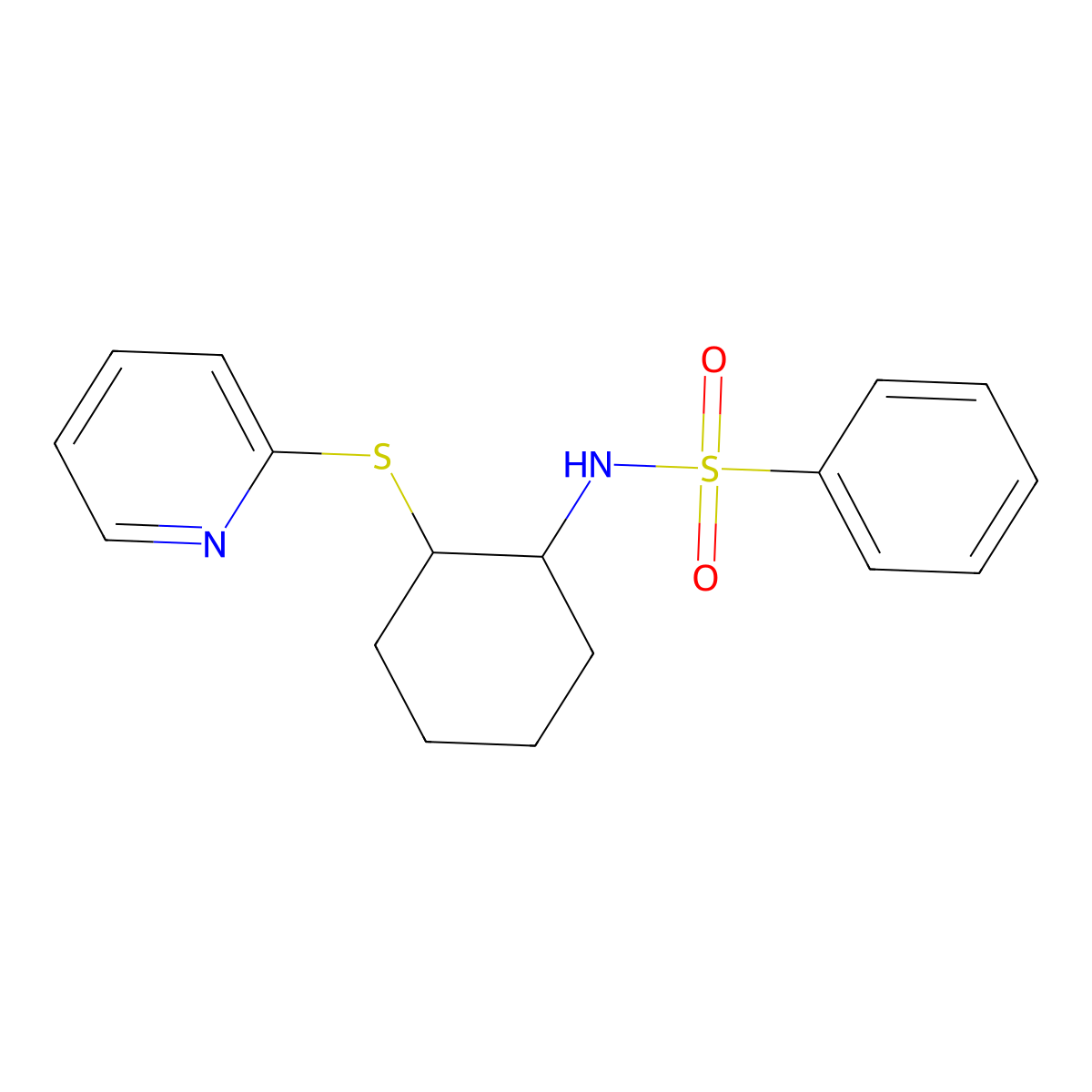 N-(2-(pyridin-2-ylthio)cyclohexyl)benzenesulfonamide molecular structure, CAS 371125-69-8