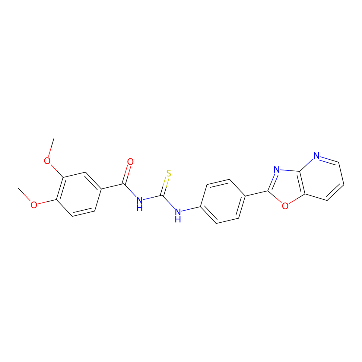 3,4-dimethoxy-N-[[4-([1,3]oxazolo[4,5-b]pyridin-2-yl)phenyl]carbamothioyl]benzamide molecular structure, CAS 371125-79-0