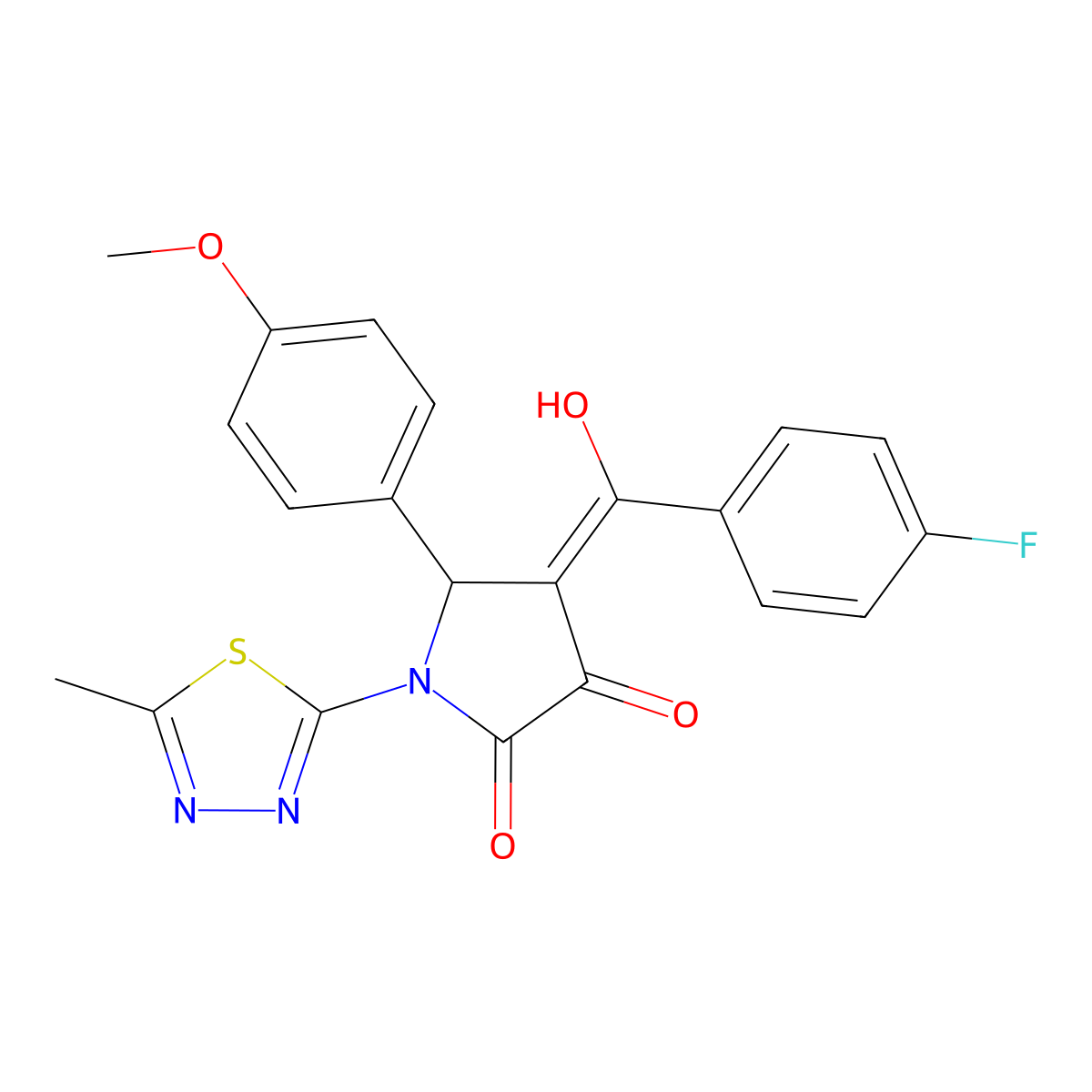 4-[(4-Fluorophenyl)-hydroxymethylidene]-5-(4-methoxyphenyl)-1-(5-methyl-1,3,4-thiadiazol-2-yl)pyrrolidine-2,3-dione molecular structure, CAS 371125-94-9