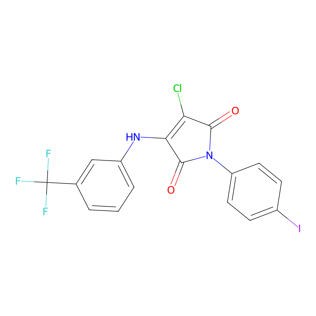 3-Chloro-1-(4-iodophenyl)-4-[3-(trifluoromethyl)anilino]pyrrole-2,5-dione molecular structure, CAS 371125-95-0