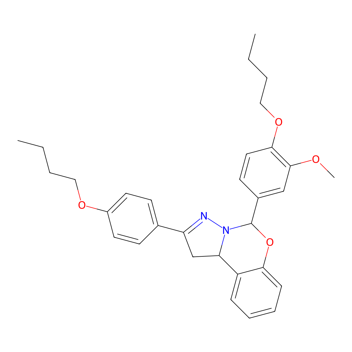 5-(4-Butoxy-3-methoxyphenyl)-2-(4-butoxyphenyl)-1,10b-dihydropyrazolo[1,5-c][1,3]benzoxazine molecular structure, CAS 371126-12-4