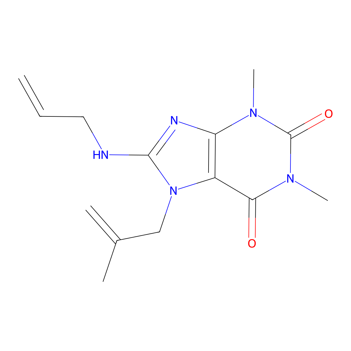 8-(Allylamino)-1,3-dimethyl-7-(2-ME-2-propenyl)-3,7-dihydro-1H-purine-2,6-dione molecular structure, CAS 371127-17-2