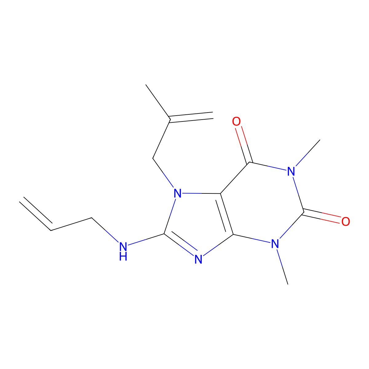8-(Allylamino)-1,3-dimethyl-7-(2-ME-2-propenyl)-3,7-dihydro-1H-purine-2,6-dione molecular structure, CAS 371127-17-2