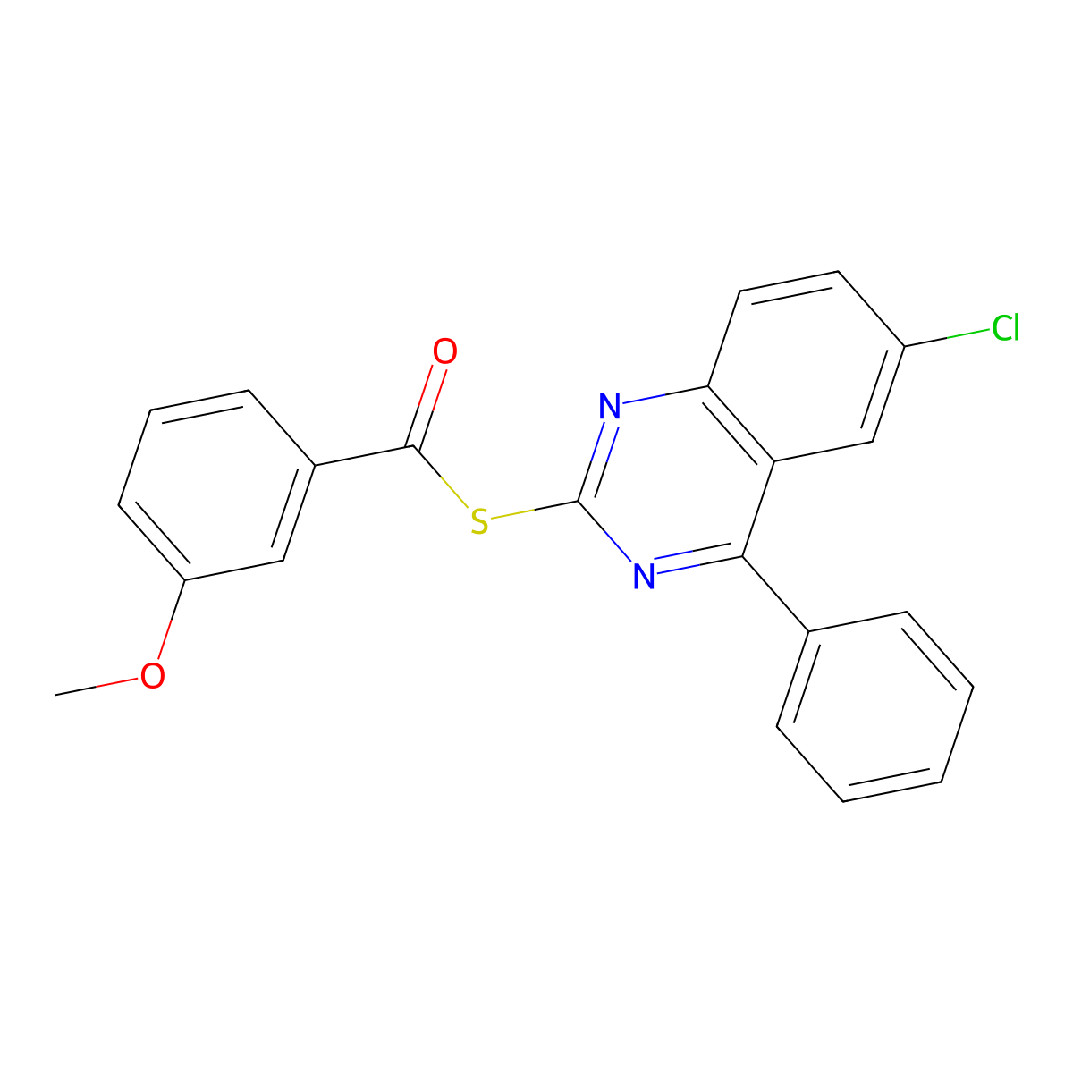 S-(6-chloro-4-phenylquinazolin-2-yl) 3-methoxybenzenecarbothioate molecular structure, CAS 371127-21-8