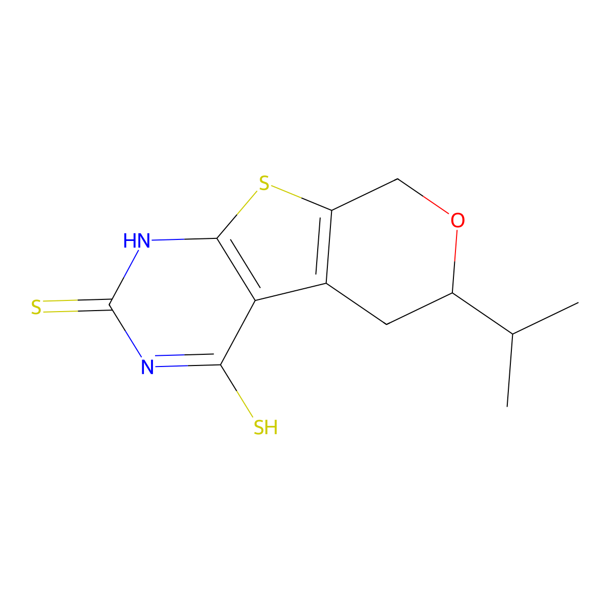 6-Propan-2-yl-1,5,6,8-tetrahydropyrano[2,3]thieno[2,4-b]pyrimidine-2,4-dithione molecular structure, CAS 371127-44-5