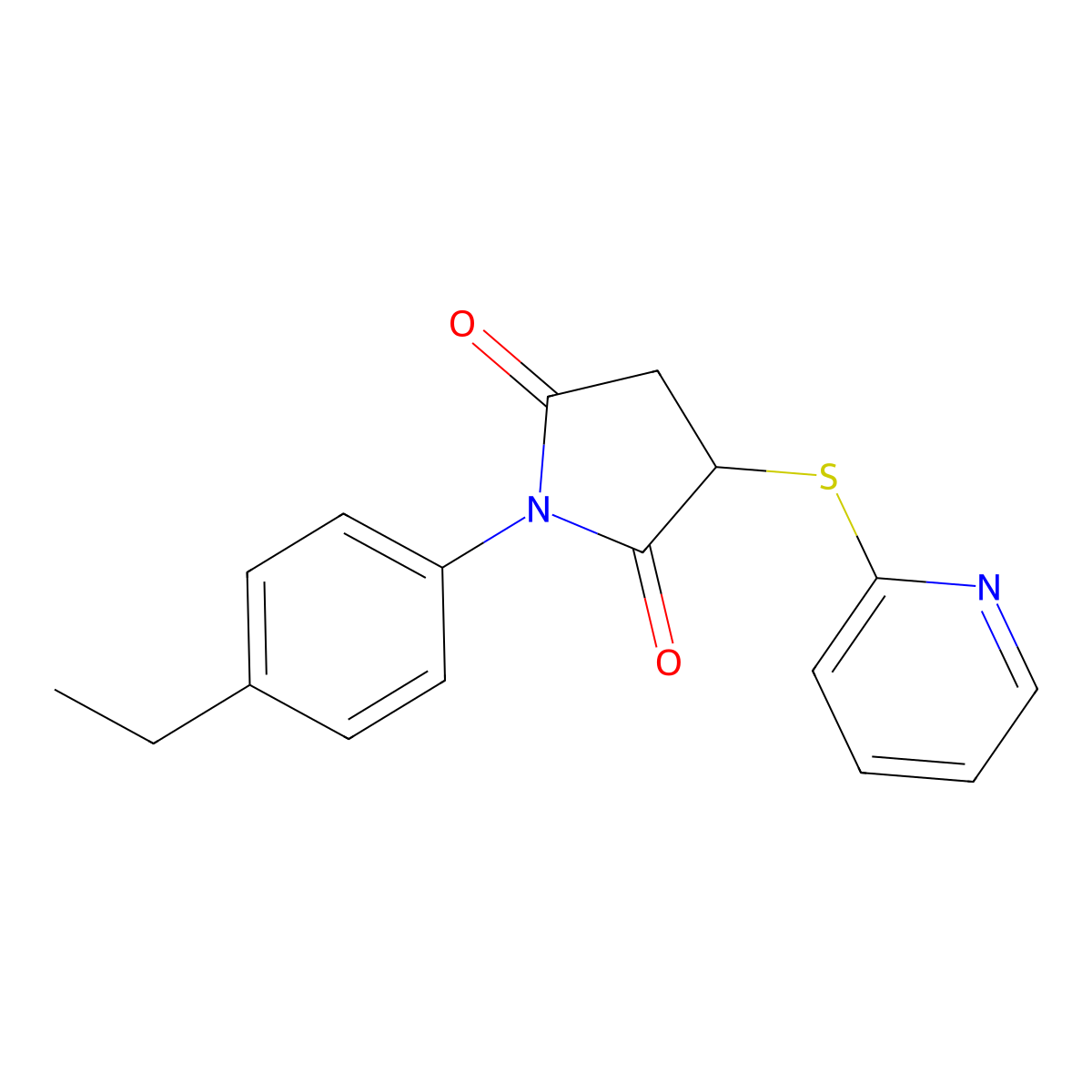 1-(4-Ethyl-phenyl)-3-(pyridin-2-ylsulfanyl)-pyrrolidine-2,5-dione molecular structure, CAS 371127-47-8