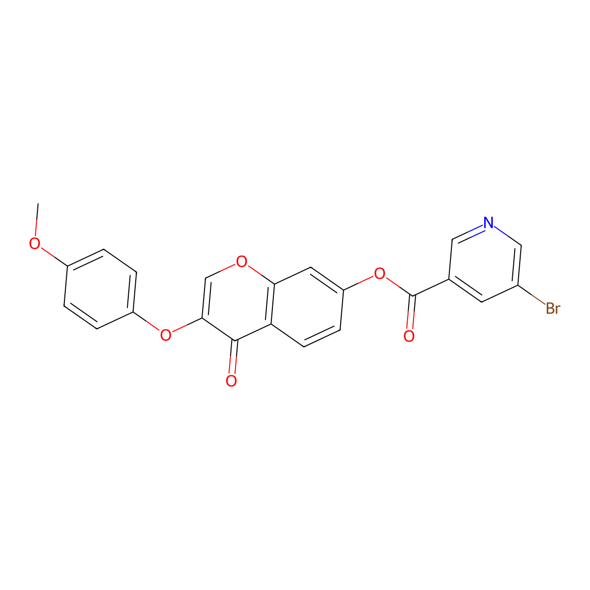 3-(4-methoxyphenoxy)-4-oxo-4H-chromen-7-yl 5-bromonicotinate molecular structure, CAS 371127-57-0