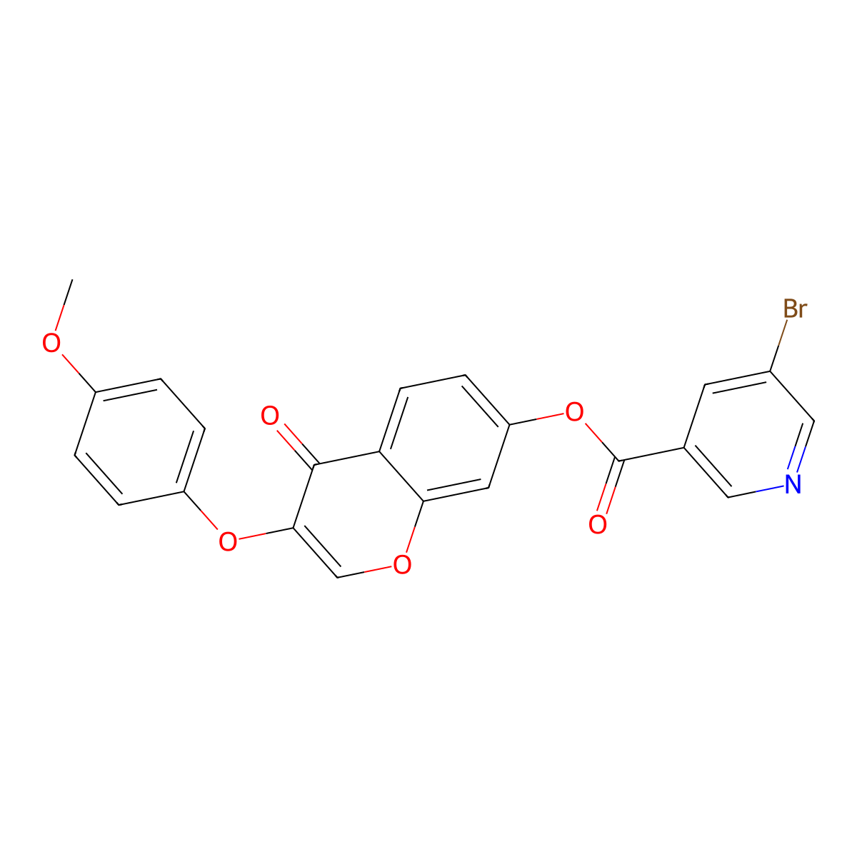 3-(4-methoxyphenoxy)-4-oxo-4H-chromen-7-yl 5-bromonicotinate molecular structure, CAS 371127-57-0