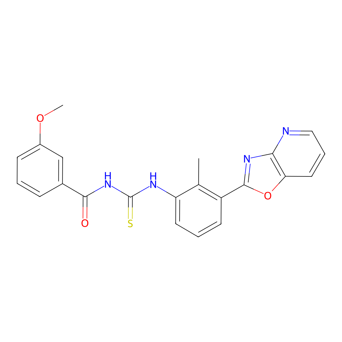 3-methoxy-N-[[2-methyl-3-([1,3]oxazolo[4,5-b]pyridin-2-yl)phenyl]carbamothioyl]benzamide molecular structure, CAS 371127-61-6