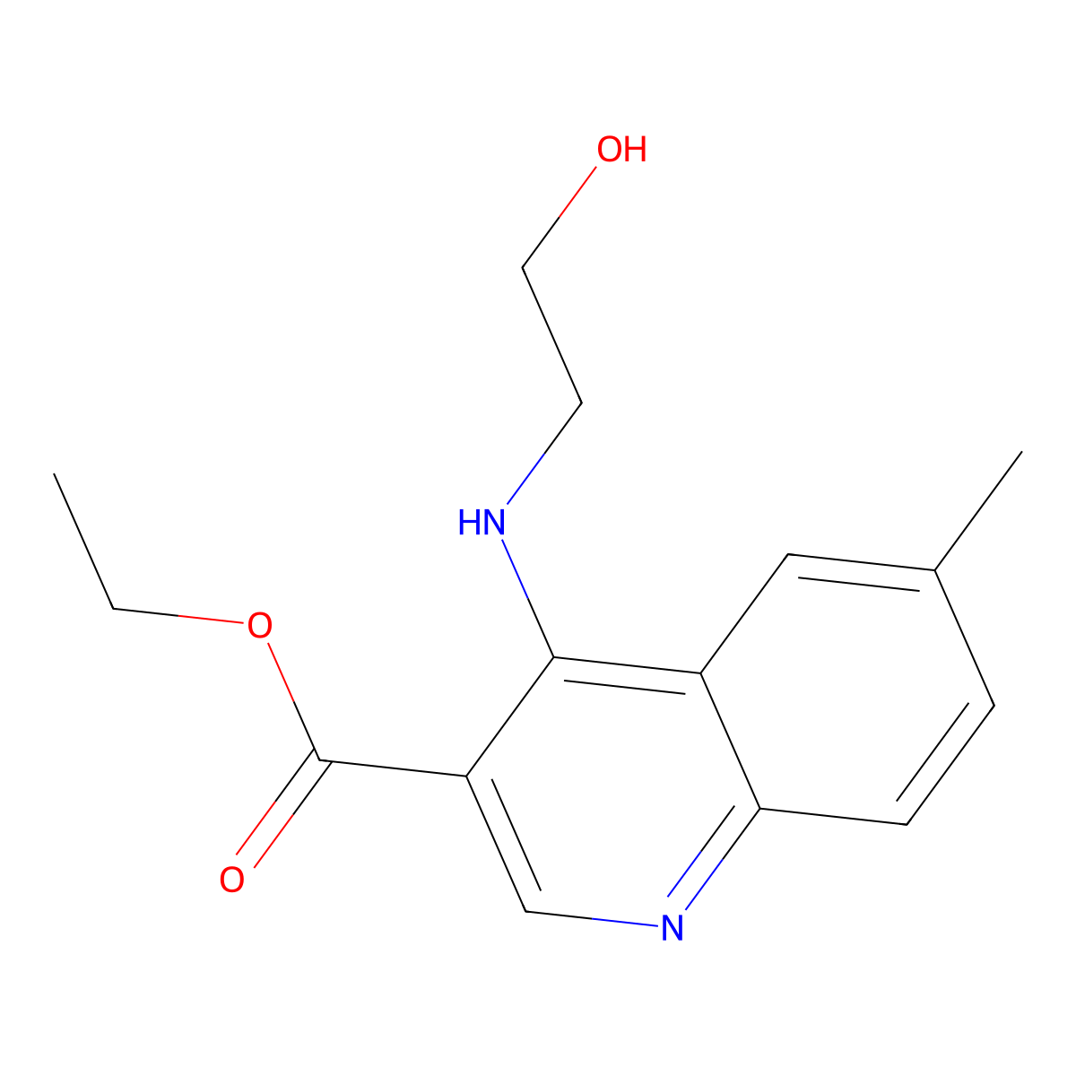 4-(2-Hydroxy-ethylamino)-6-methyl-quinoline-3-carboxylic acid ethyl ester molecular structure, CAS 371128-26-6
