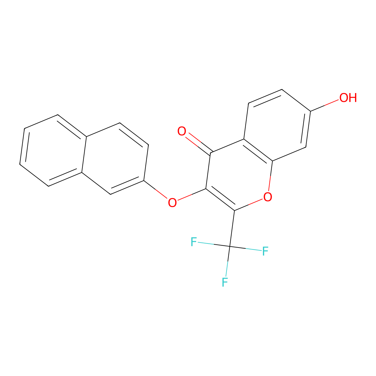 7-hydroxy-3-(naphthalen-2-yloxy)-2-(trifluoromethyl)-4H-chromen-4-one molecular structure, CAS 371128-42-6