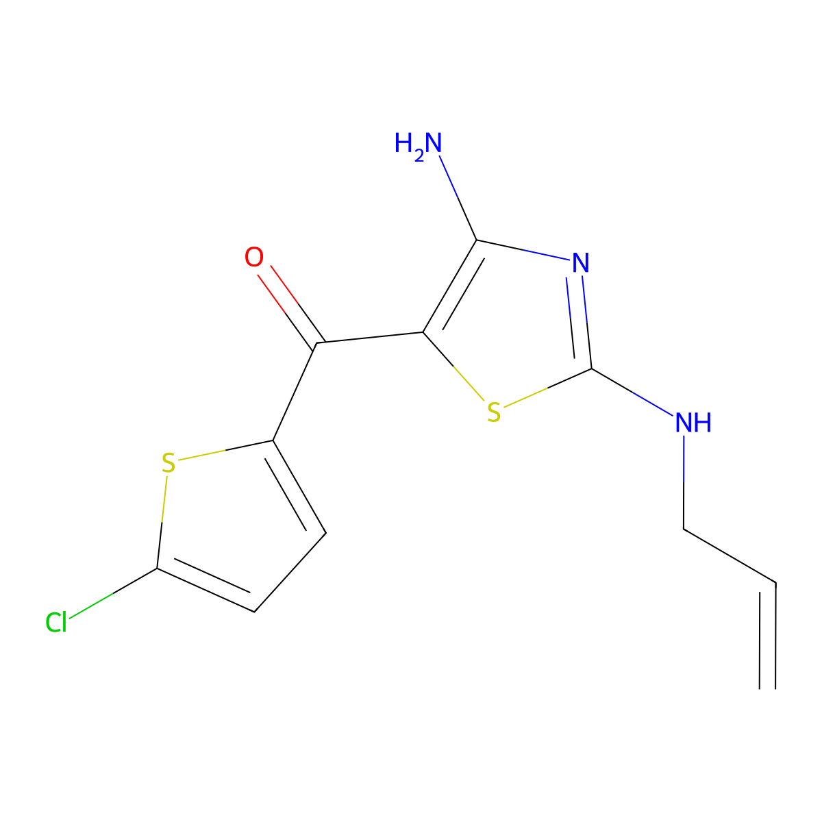 [4-Amino-2-(prop-2-en-1-ylamino)-1,3-thiazol-5-yl](5-chlorothiophen-2-yl)methanone molecular structure, CAS 371128-48-2