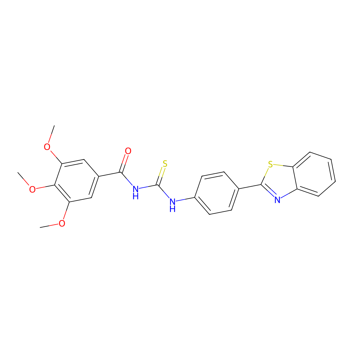 N-[[4-(1,3-benzothiazol-2-yl)phenyl]carbamothioyl]-3,4,5-trimethoxybenzamide molecular structure, CAS 371128-81-3