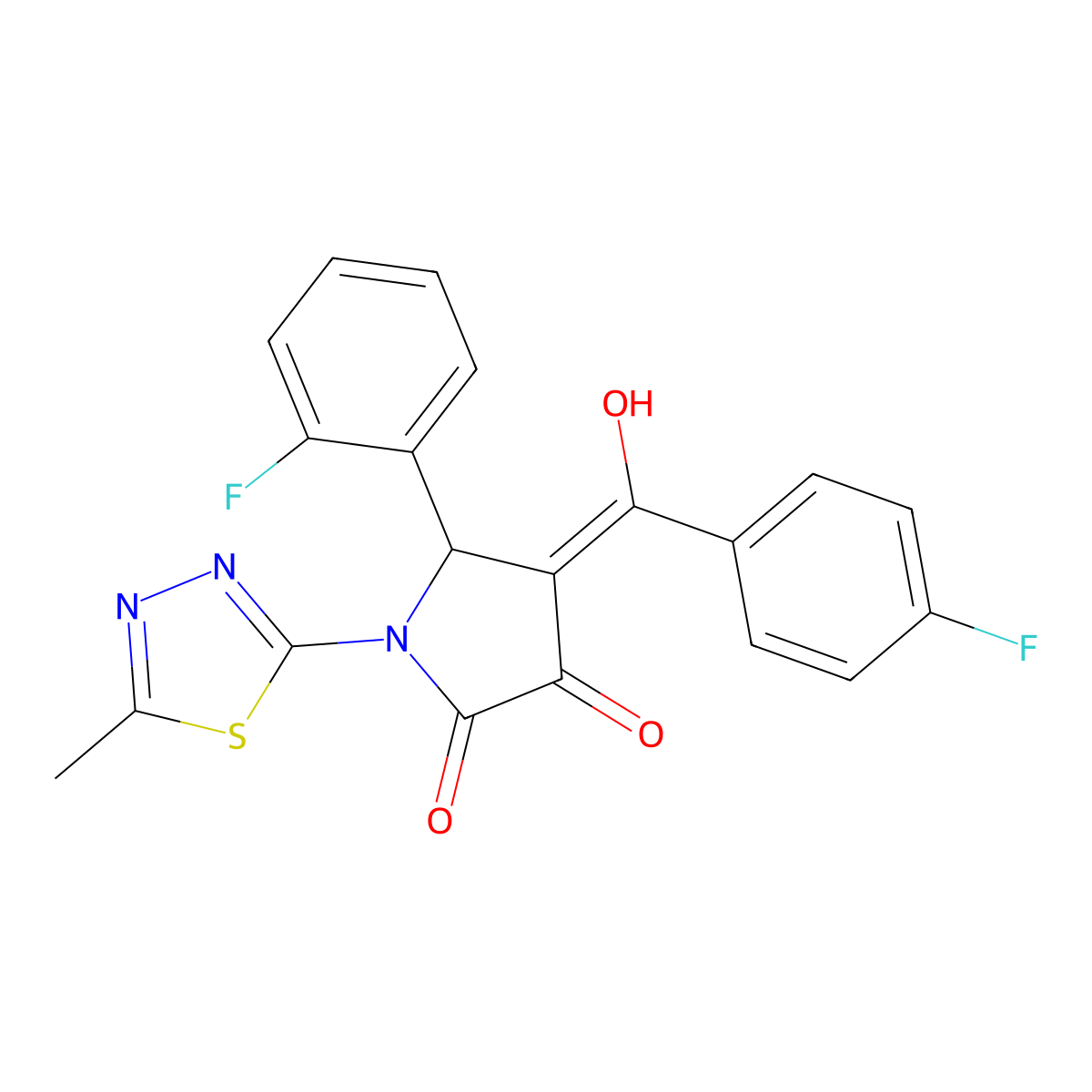 4-(4-fluorobenzoyl)-5-(2-fluorophenyl)-3-hydroxy-1-(5-methyl-1,3,4-thiadiazol-2-yl)-2,5-dihydro-1H-pyrrol-2-one molecular structure, CAS 371128-82-4