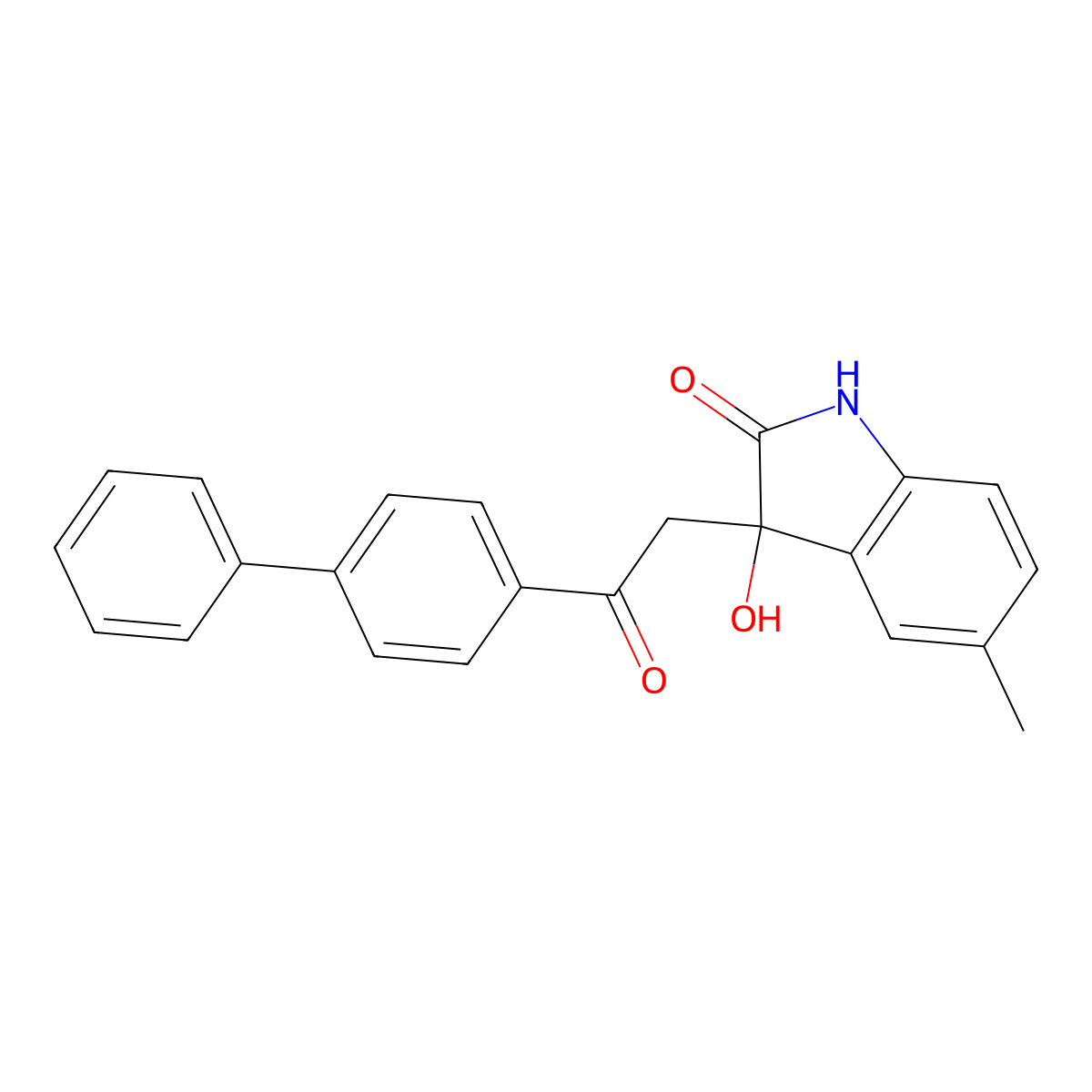 3-hydroxy-5-methyl-3-[2-oxo-2-(4-phenylphenyl)ethyl]-1H-indol-2-one molecular structure, CAS 371128-83-5