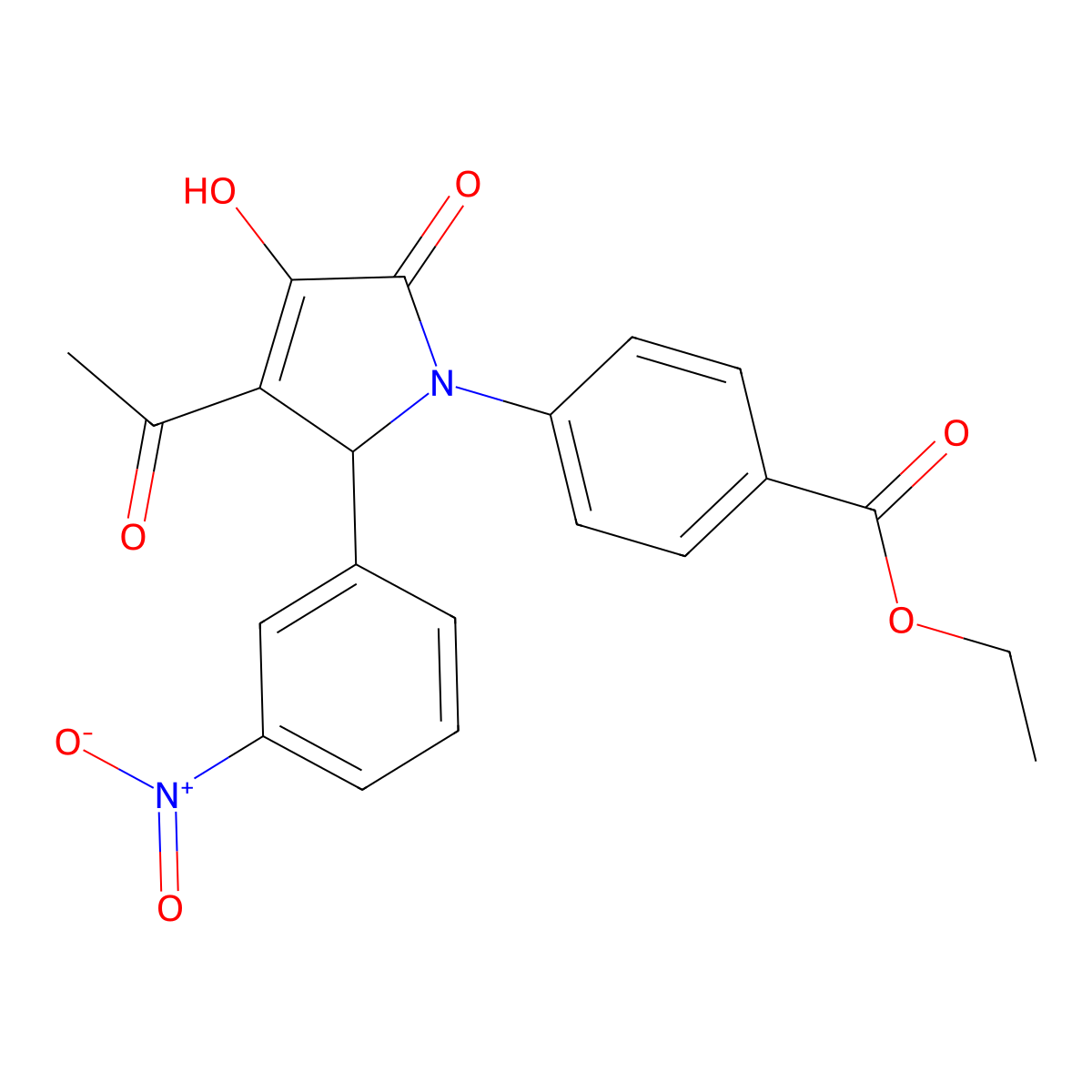 ethyl 4-[3-acetyl-4-hydroxy-2-(3-nitrophenyl)-5-oxo-2H-pyrrol-1-yl]benzoate molecular structure, CAS 371128-96-0