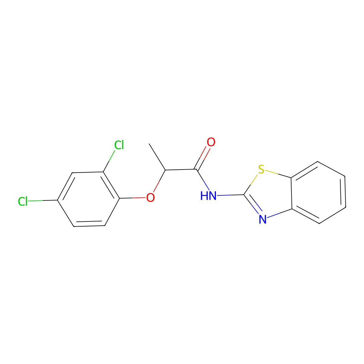 N-(1,3-benzothiazol-2-yl)-2-(2,4-dichlorophenoxy)propanamide molecular structure, CAS 371128-98-2
