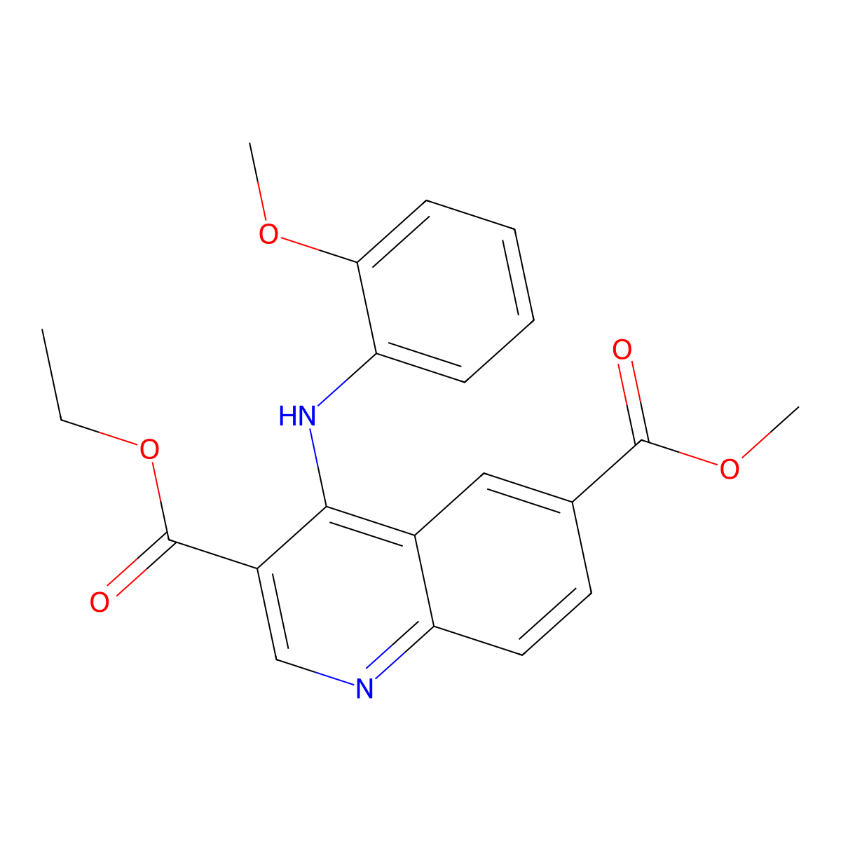 3-Ethyl 6-methyl 4-((2-methoxyphenyl)amino)quinoline-3,6-dicarboxylate molecular structure, CAS 371129-21-4