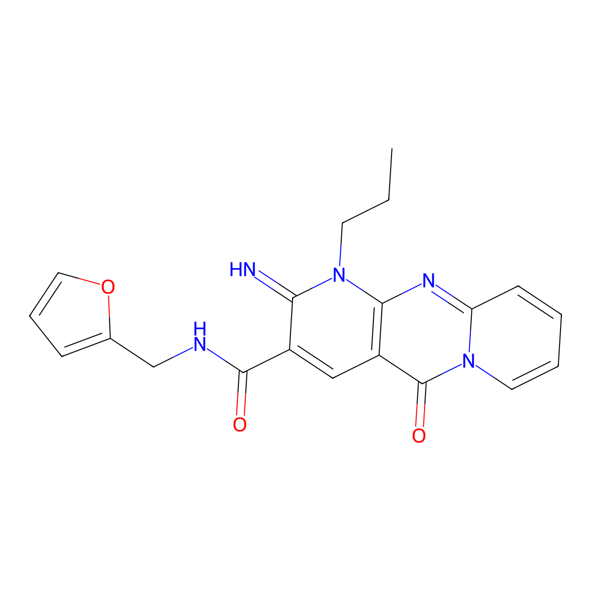N-(2-furylmethyl)-2-imino-5-oxo-1-propyl-1,5-dihydro-2H-dipyrido[1,2-a:2,3-d]pyrimidine-3-carboxamide molecular structure, CAS 371129-69-0