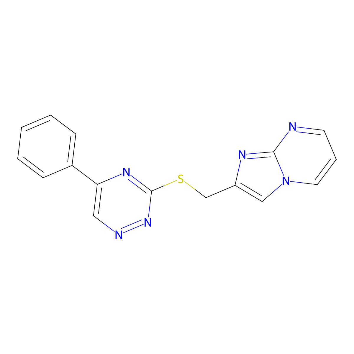 2-(((5-Phenyl-1,2,4-triazin-3-yl)thio)methyl)imidazo[1,2-a]pyrimidine molecular structure, CAS 371129-79-2