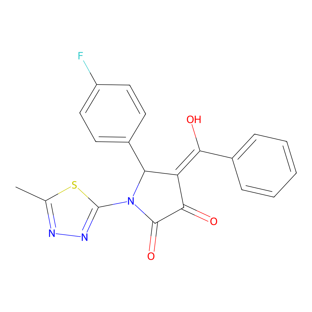 4-benzoyl-5-(4-fluorophenyl)-3-hydroxy-1-(5-methyl-1,3,4-thiadiazol-2-yl)-2,5-dihydro-1H-pyrrol-2-one molecular structure, CAS 371129-83-8