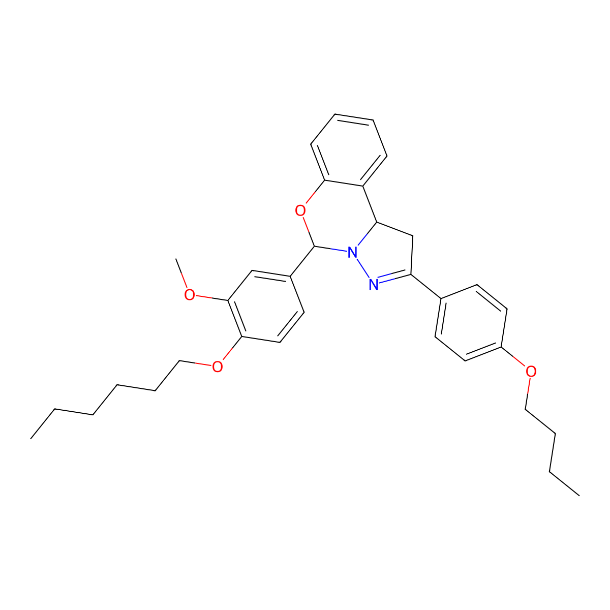 2-(4-Butoxyphenyl)-5-[4-(hexyloxy)-3-methoxyphenyl]-1,10b-dihydropyrazolo[1,5-c][1,3]benzoxazine molecular structure, CAS 371130-03-9