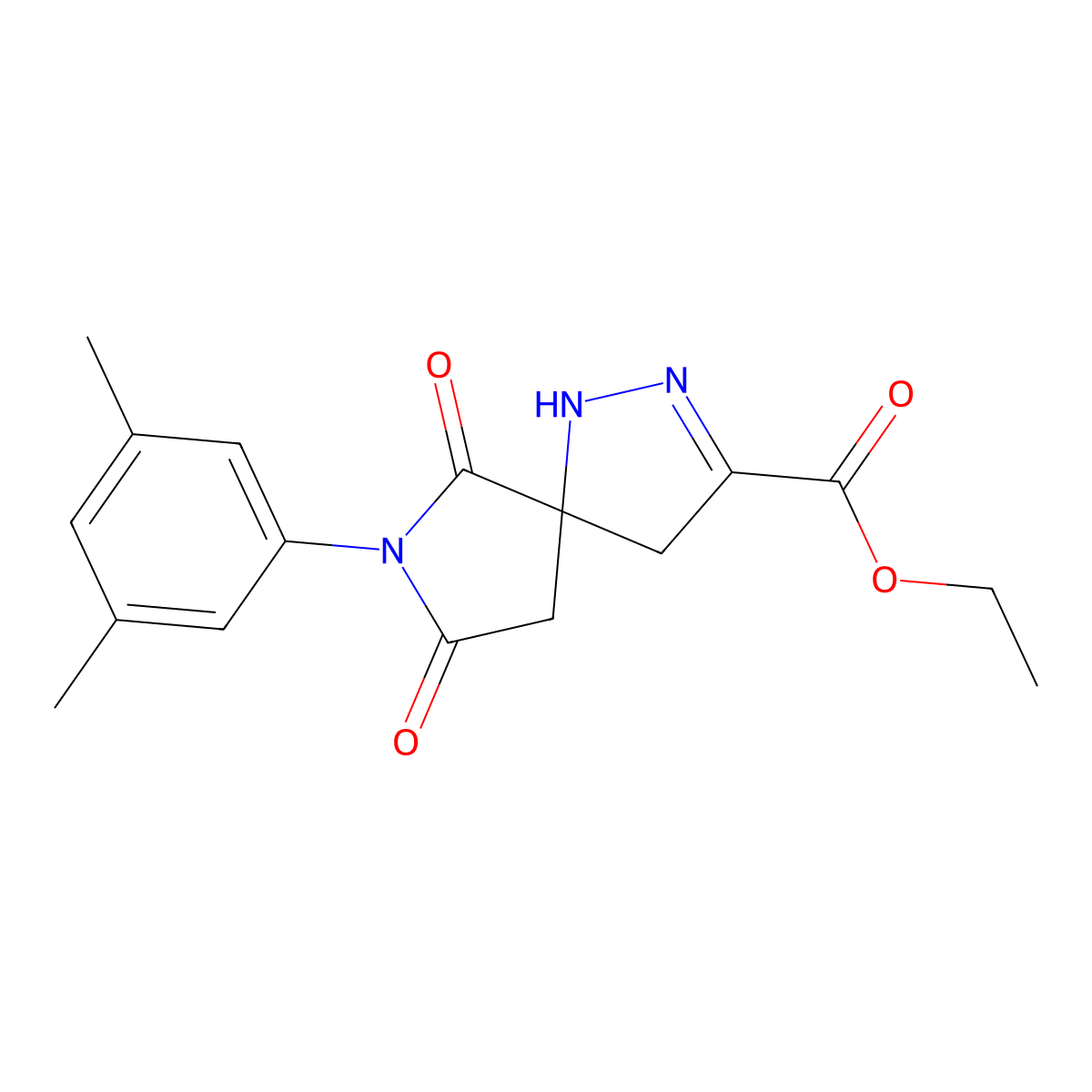 Ethyl 7-(3,5-dimethylphenyl)-6,8-dioxo-1,2,7-triazaspiro[4.4]non-2-ene-3-carboxylate molecular structure, CAS 371130-08-4