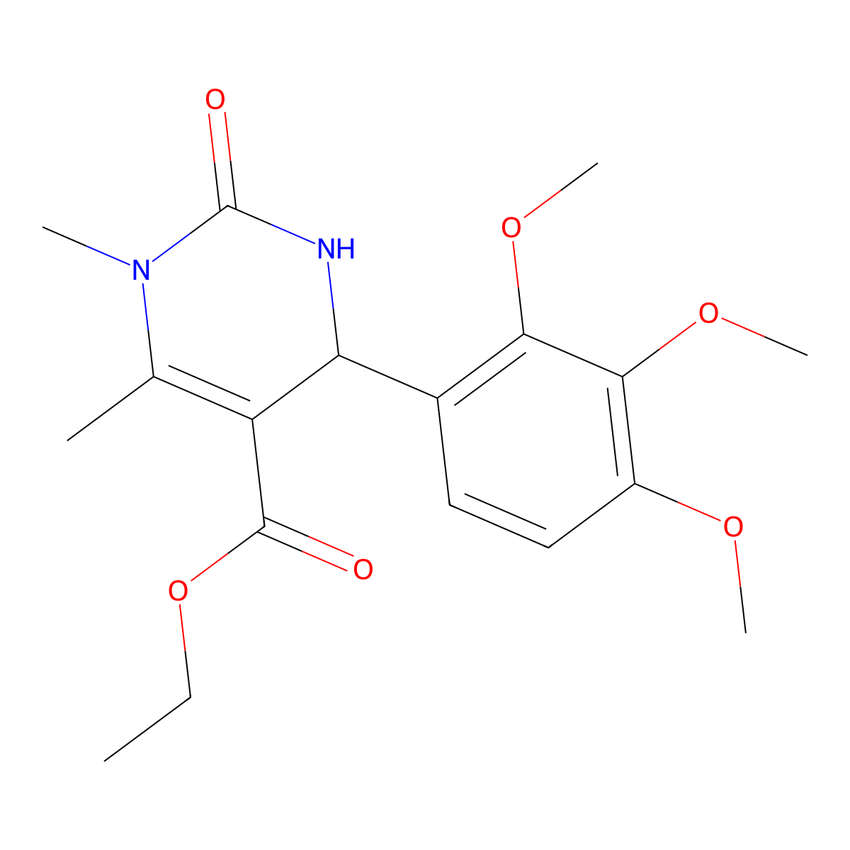 Ethyl 3,4-dimethyl-2-oxo-6-(2,3,4-trimethoxyphenyl)-1,6-dihydropyrimidine-5-carboxylate molecular structure, CAS 371130-27-7