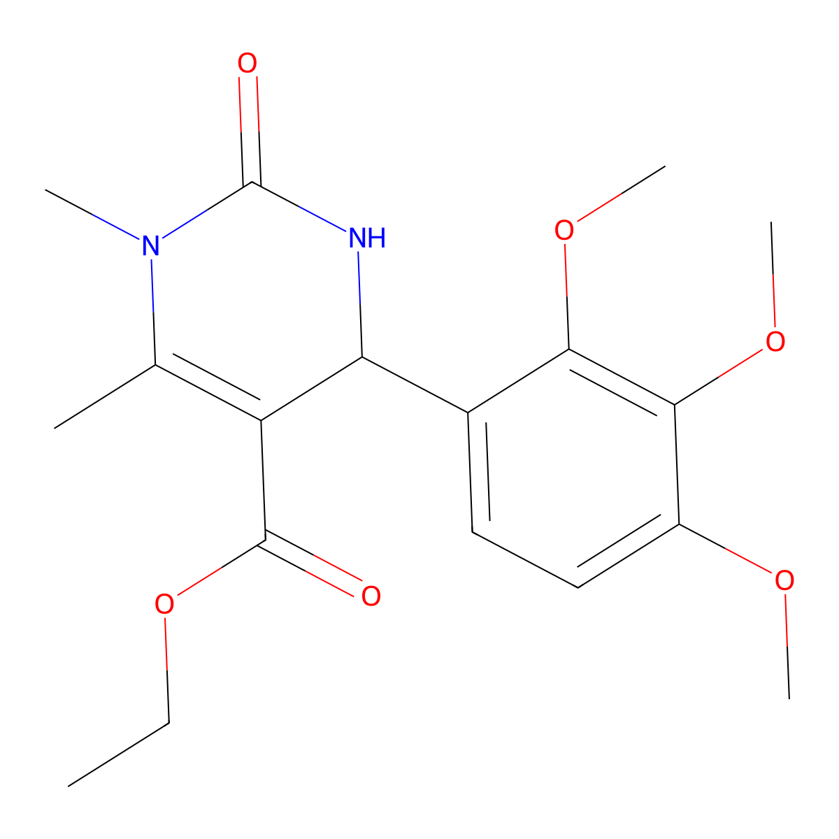 Ethyl 3,4-dimethyl-2-oxo-6-(2,3,4-trimethoxyphenyl)-1,6-dihydropyrimidine-5-carboxylate molecular structure, CAS 371130-27-7