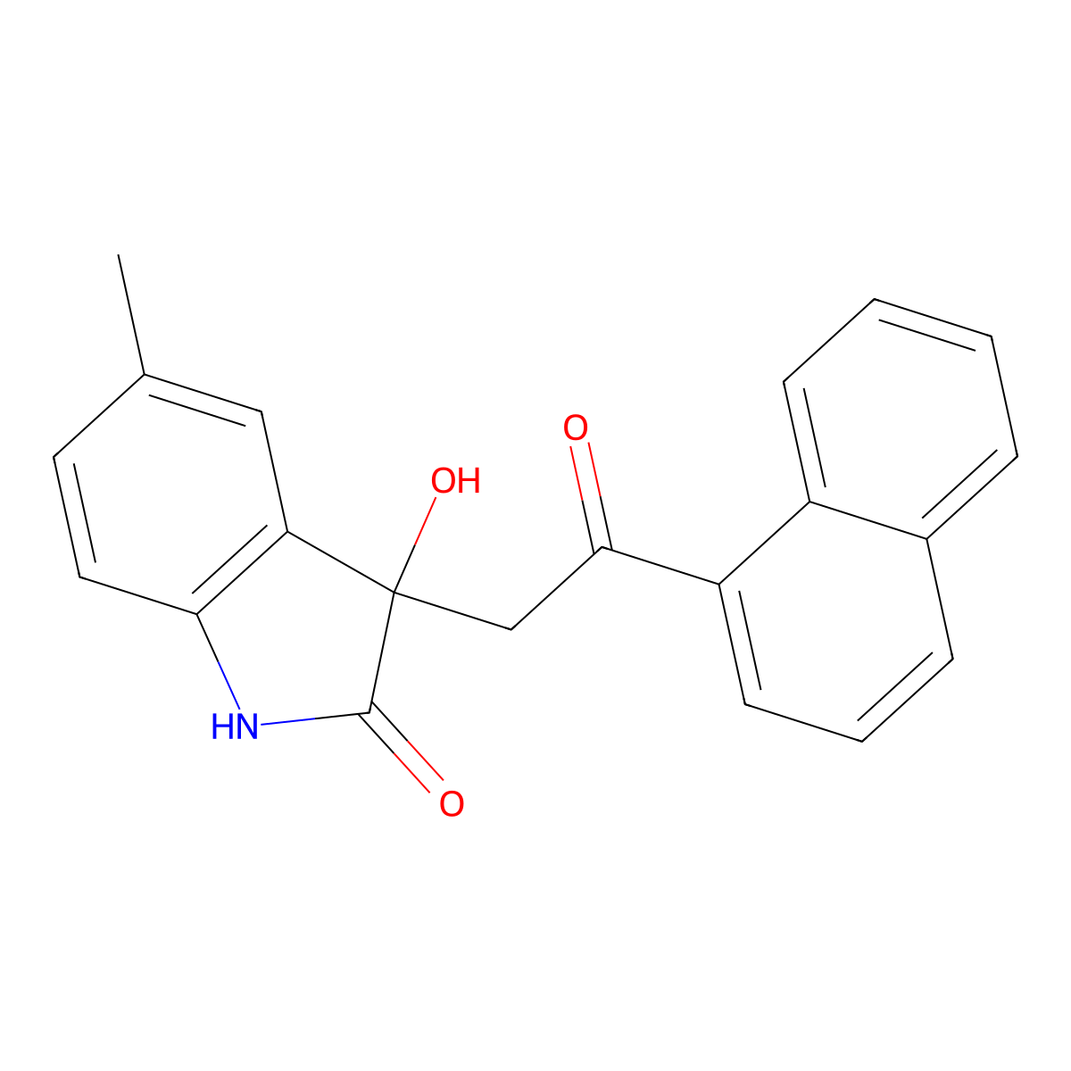 3-hydroxy-5-methyl-3-(2-naphthalen-1-yl-2-oxoethyl)-1H-indol-2-one molecular structure, CAS 371130-39-1