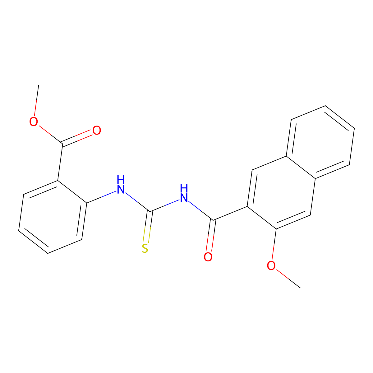 Methyl 2-[(3-methoxynaphthalene-2-carbonyl)carbamothioylamino]benzoate molecular structure, CAS 371130-59-5