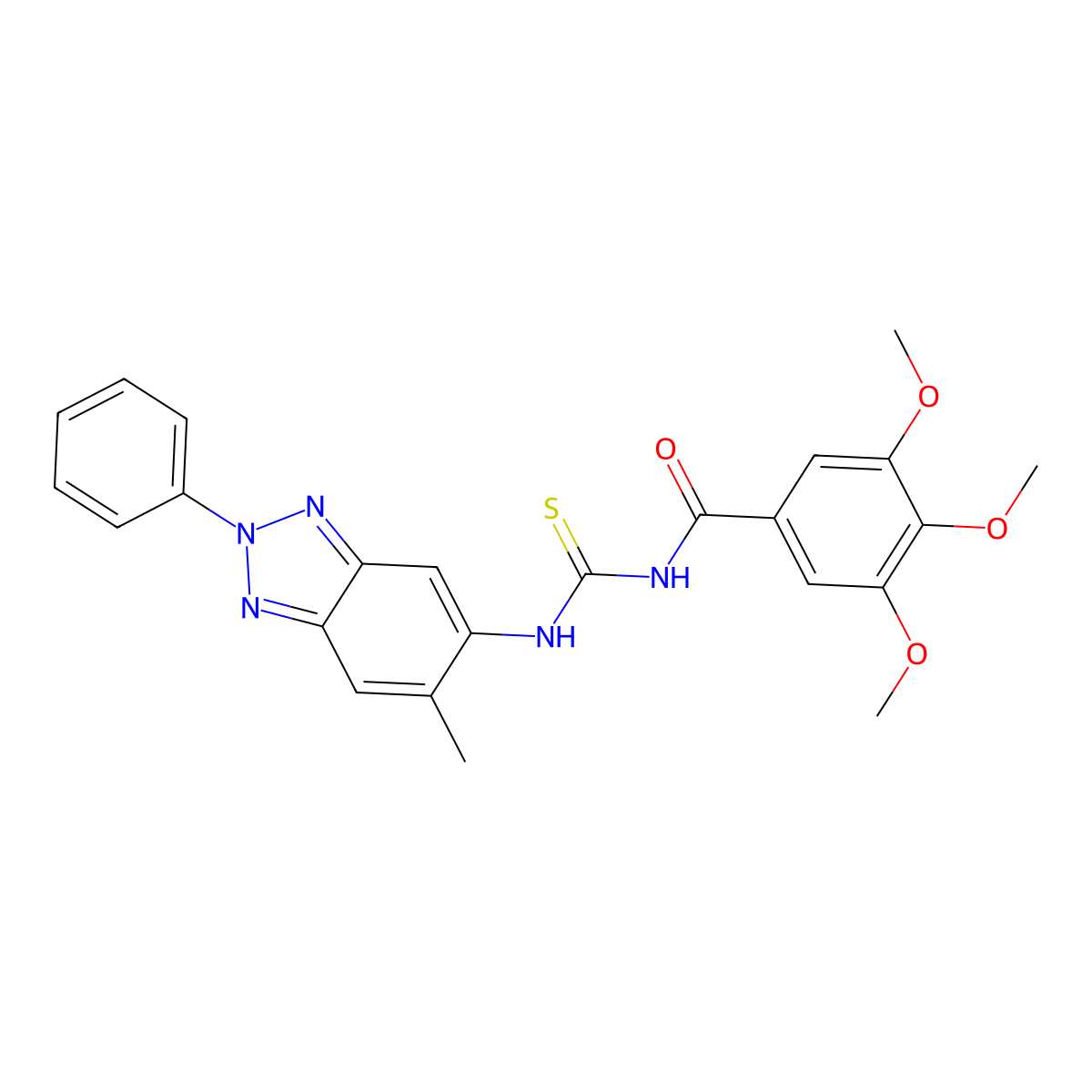 3,4,5-trimethoxy-N-[(6-methyl-2-phenyl-2H-benzotriazol-5-yl)carbamothioyl]benzamide molecular structure, CAS 371130-78-8