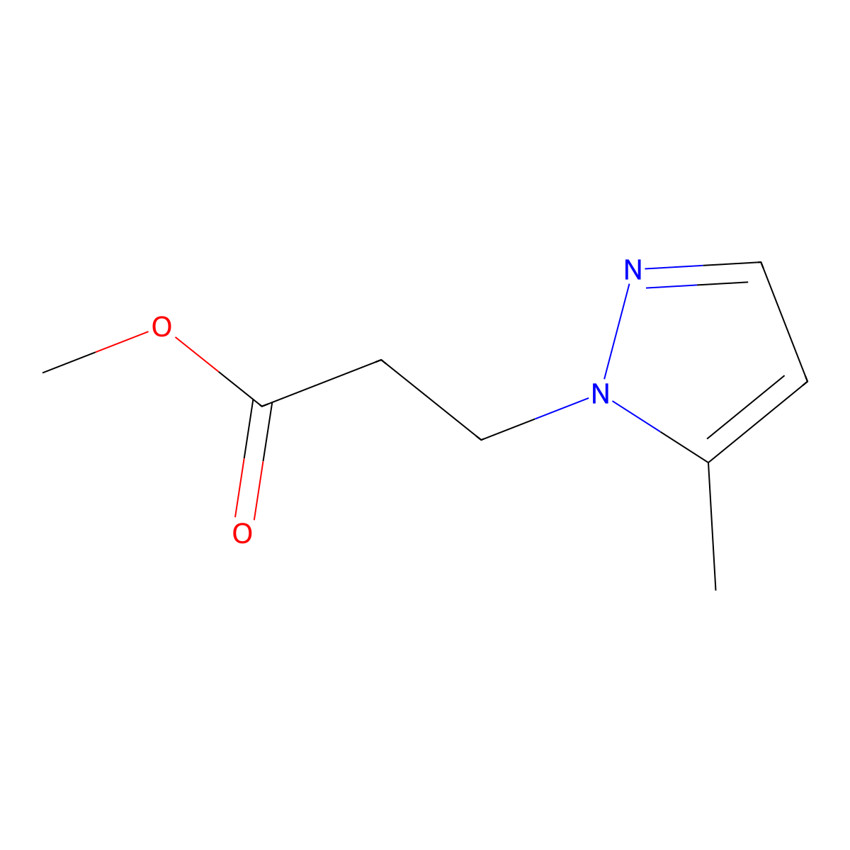 Methyl 3-(5-methyl-1H-pyrazol-1-YL)propanoate molecular structure, CAS 371130-89-1