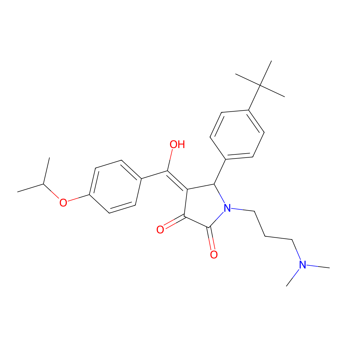 5-(4-tert-butylphenyl)-1-[3-(dimethylamino)propyl]-3-hydroxy-4-[4-(propan-2-yloxy)benzoyl]-2,5-dihydro-1H-pyrrol-2-one molecular structure, CAS 371130-99-3