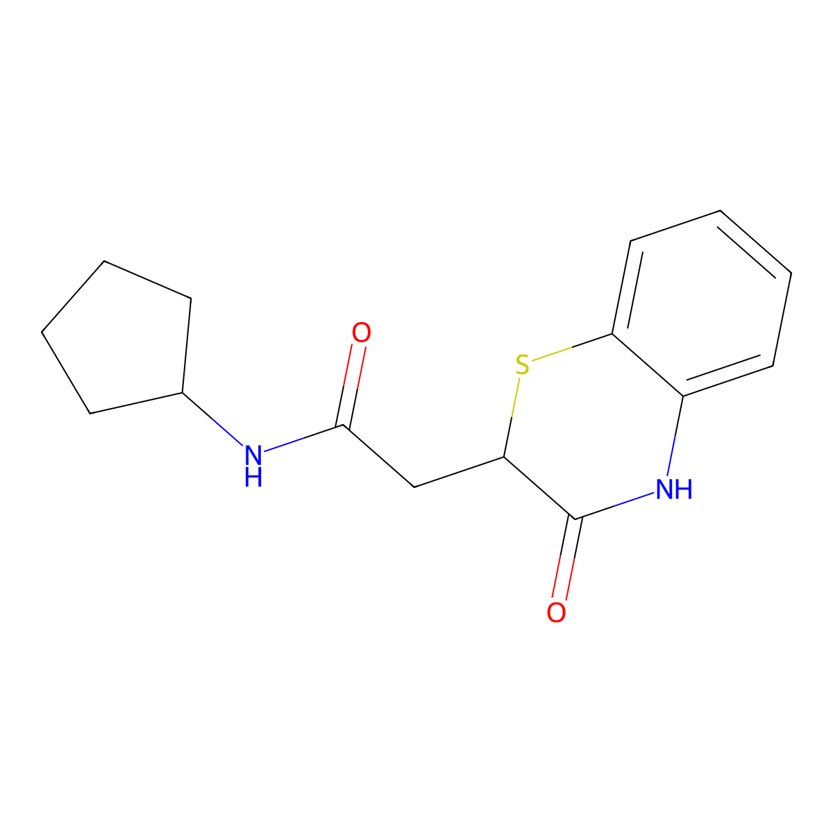 N-cyclopentyl-2-(3-oxo-3,4-dihydro-2H-1,4-benzothiazin-2-yl)acetamide molecular structure, CAS 371131-02-1