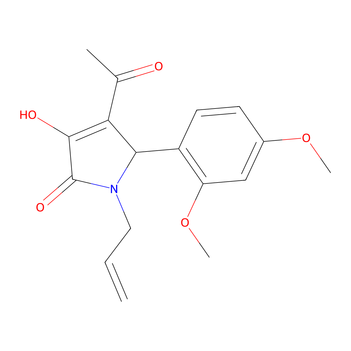 3-acetyl-2-(2,4-dimethoxyphenyl)-4-hydroxy-1-prop-2-enyl-2H-pyrrol-5-one molecular structure, CAS 371131-15-6
