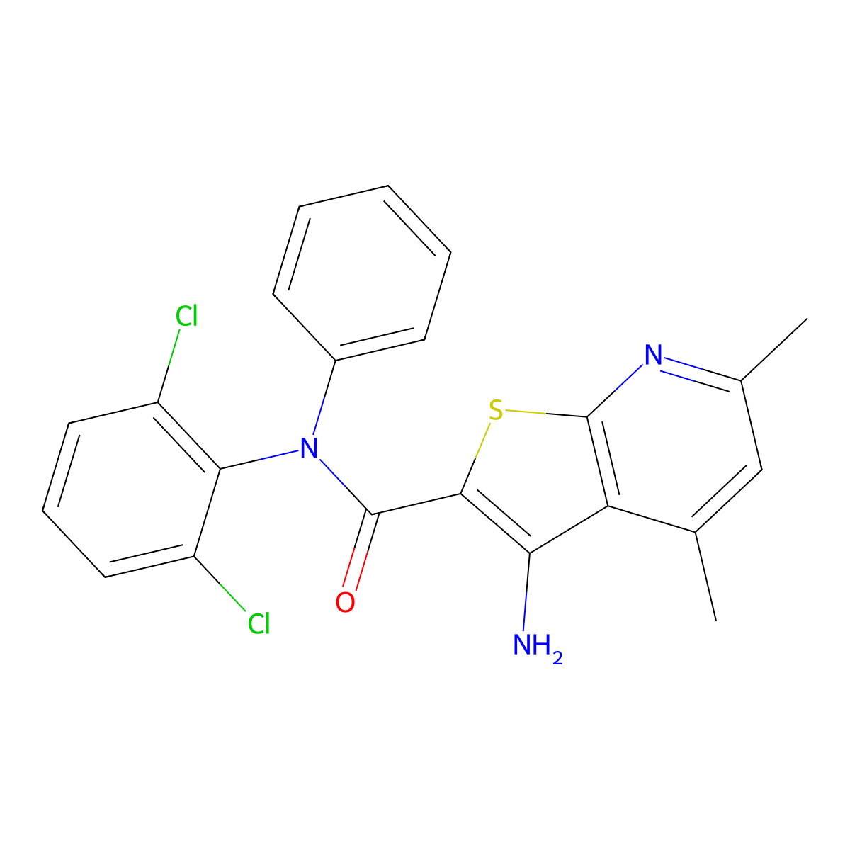 3-amino-N-(2,6-dichlorophenyl)-4,6-dimethyl-N-phenylthieno[2,3-b]pyridine-2-carboxamide molecular structure, CAS 371131-34-9