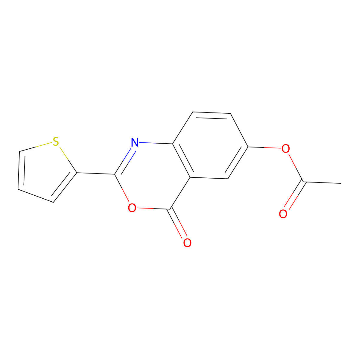 4-oxo-2-(thiophen-2-yl)-4H-3,1-benzoxazin-6-yl acetate molecular structure, CAS 371131-59-8