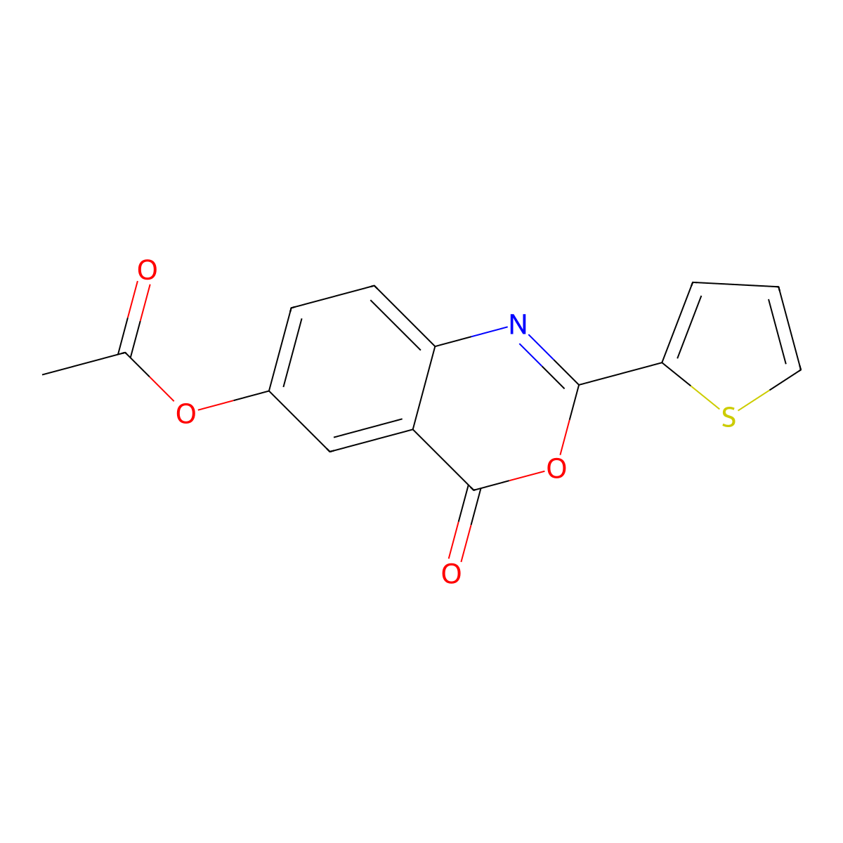 4-oxo-2-(thiophen-2-yl)-4H-3,1-benzoxazin-6-yl acetate molecular structure, CAS 371131-59-8