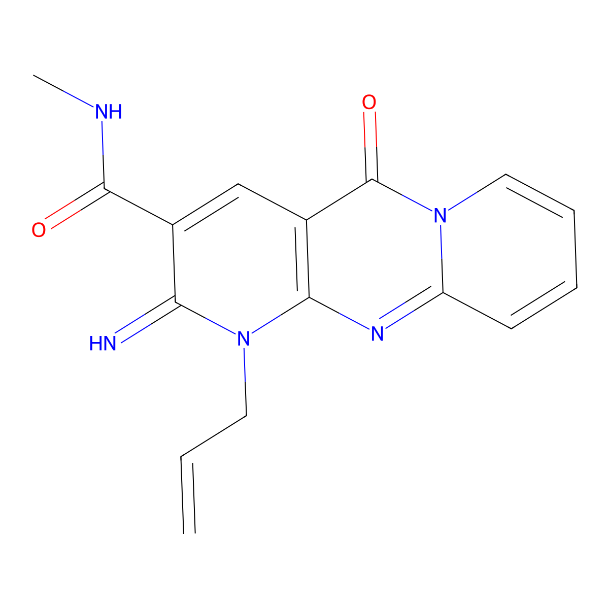 1-Allyl-2-imino-N-methyl-5-oxo-1,5-dihydro-2H-dipyrido(1,2-A:2,3-D)pyrimidine-3-carboxamide molecular structure, CAS 371131-61-2