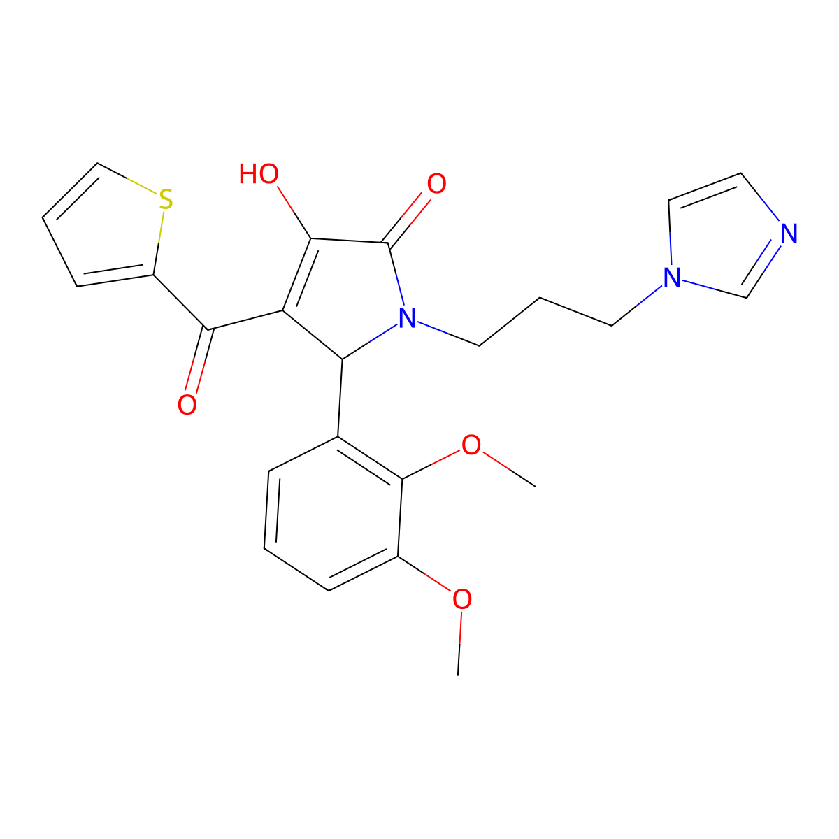 5-(2,3-Dimethoxyphenyl)-3-hydroxy-1-(3-imidazolylpropyl)-4-(2-thienylcarbonyl)-3-pyrrolin-2-one molecular structure, CAS 371131-82-7