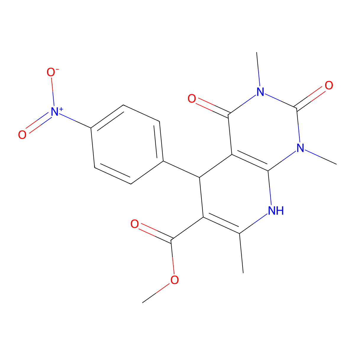 Methyl 1,3,7-trimethyl-5-(4-nitrophenyl)-2,4-dioxo-5,8-dihydropyrido[2,3-d]pyrimidine-6-carboxylate molecular structure, CAS 371132-08-0