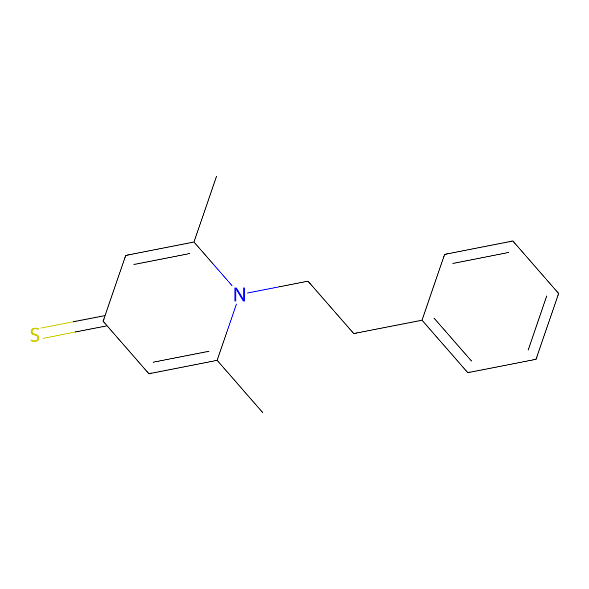 2,6-dimethyl-1-(2-phenylethyl)pyridine-4(1H)-thione molecular structure, CAS 371132-23-9