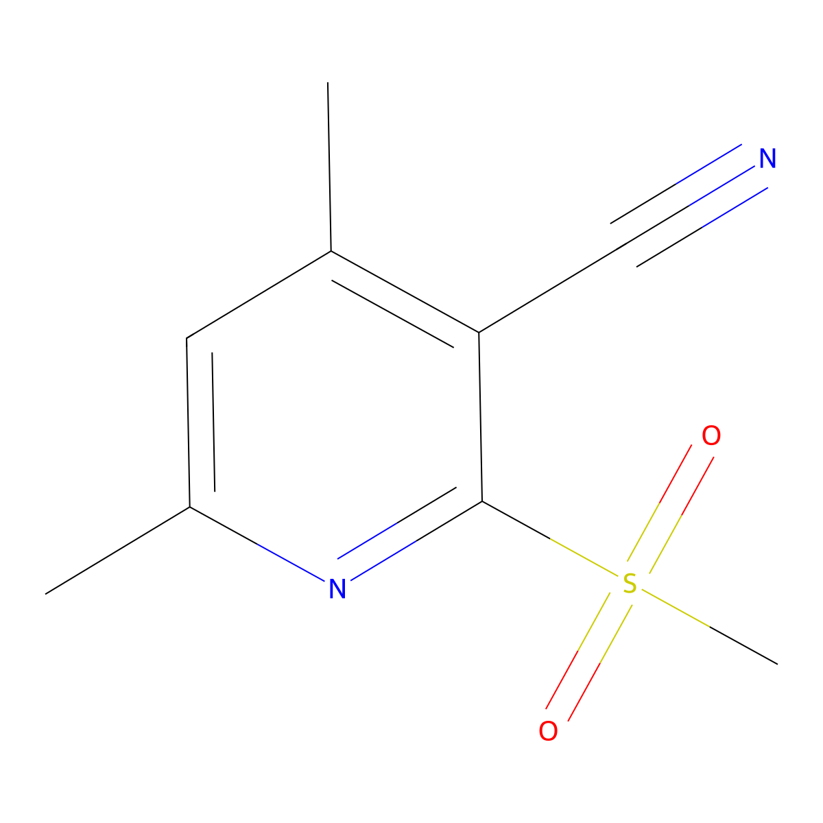 4,6-Dimethyl-2-(methylsulfonyl)nicotinonitrile molecular structure, CAS 371132-32-0