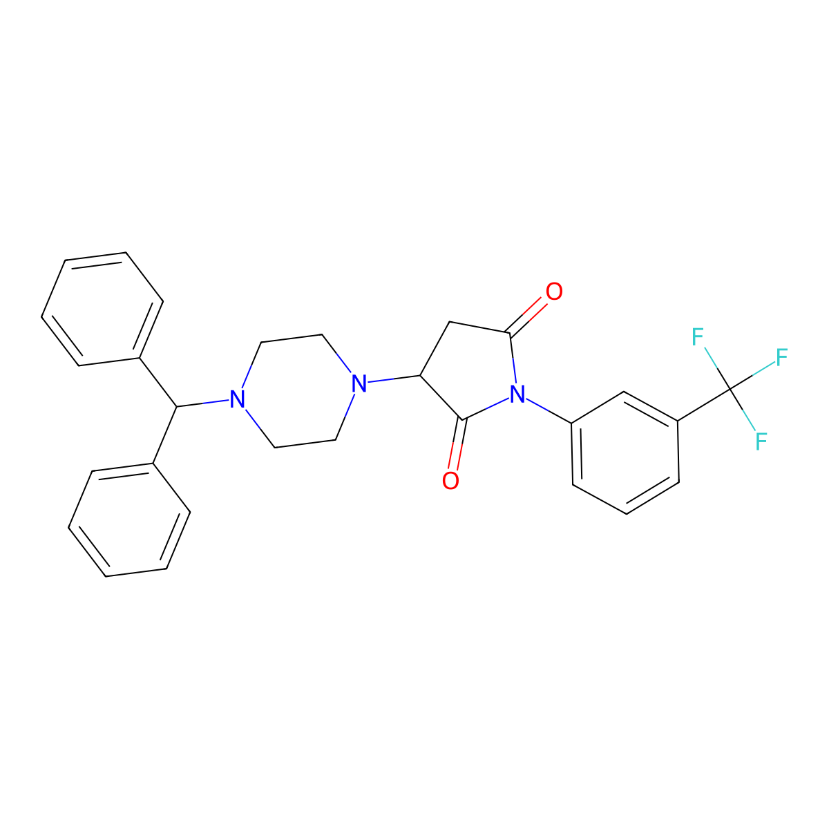 3-[4-(Diphenylmethyl)piperazin-1-yl]-1-[3-(trifluoromethyl)phenyl]pyrrolidine-2,5-dione molecular structure, CAS 371132-43-3