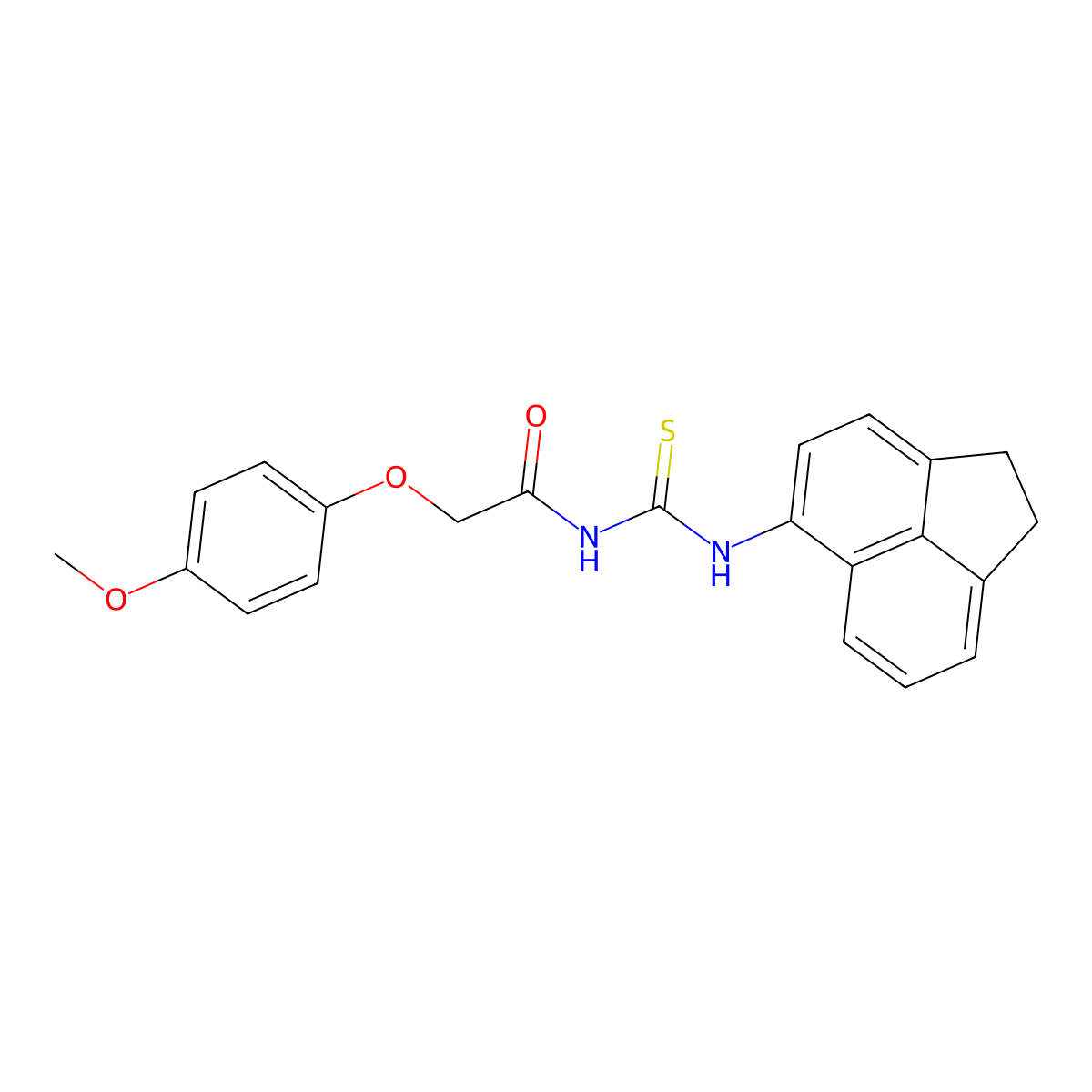 N-(1,2-dihydroacenaphthylen-5-ylcarbamothioyl)-2-(4-methoxyphenoxy)acetamide molecular structure, CAS 371132-88-6